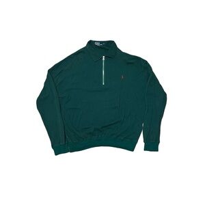 Ralph Lauren Waffle Knit Green Quarter-Zip Pullover